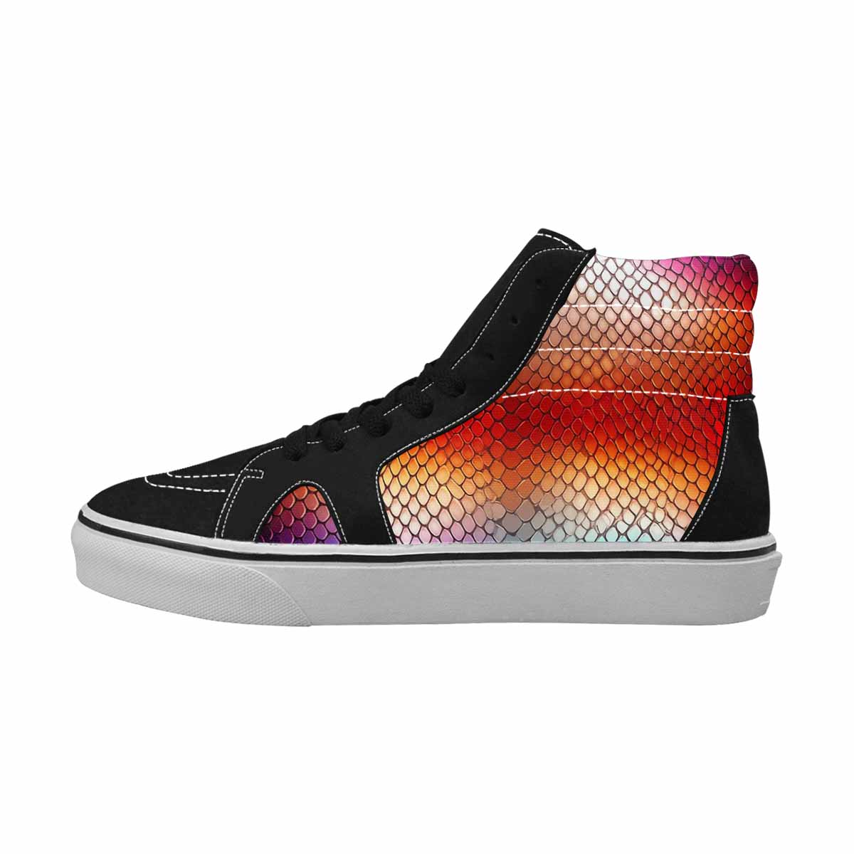 WOMEN'S Dark Snake Print High Top Canvas Vivid Custom Sneakers