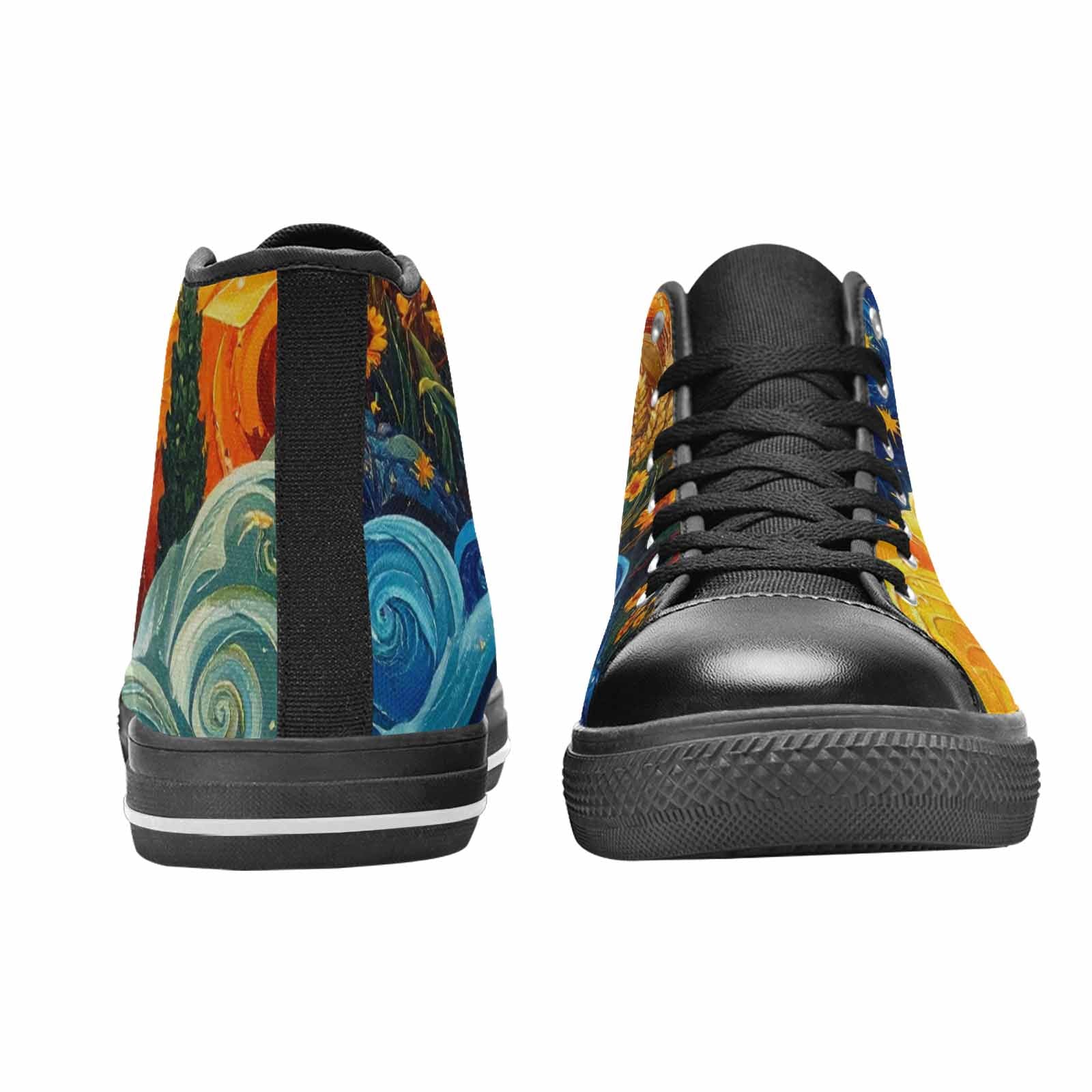 WOMEN'S Van Gogh-Style Swirl High Top Canvas Aesthetic Custom Shoes