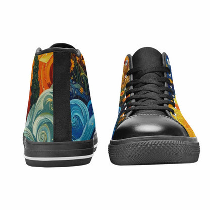 WOMEN'S Van Gogh-Style Swirl High Top Canvas Aesthetic Custom Shoes