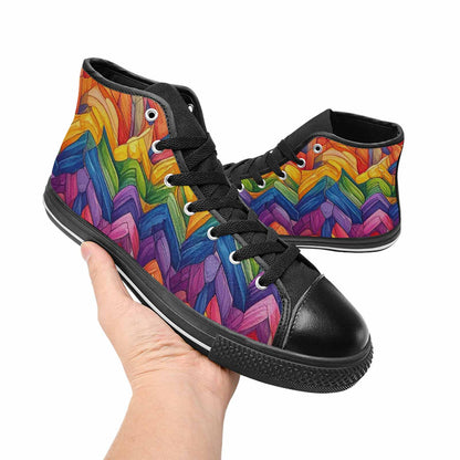MEN'S Transgender Flag Color High Top Canvas Cottagecore Custom Shoes