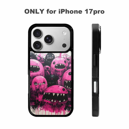 iPhone 17 Pro Case — Black Pink Ink Monsters General Cartoon, Custom Art Phone Cover