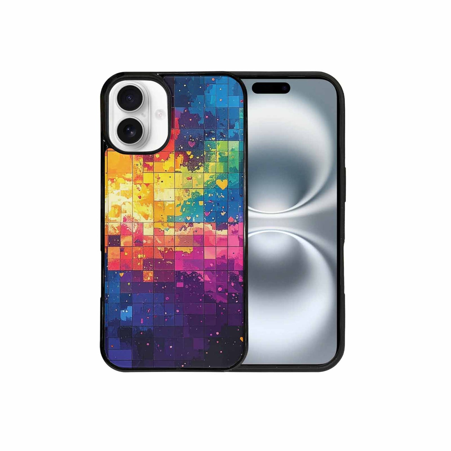 iPhone 16 Plus Case — Pixel Art 8 Bit Burst Pattern, Customized Protective Case
