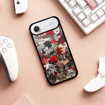 iPhone 17 Air Case — Black Red Ink Camo Patches Camo, Custom Print Case Cover