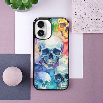 iPhone 16 Case — Kulls Watercolor Skulls Small Skull Pattern, Customized Protective Case