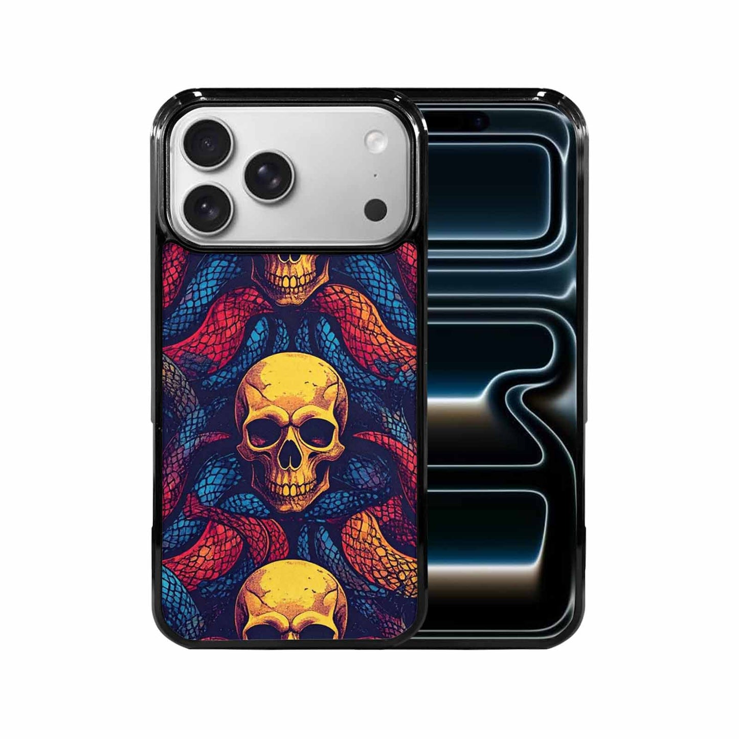 iPhone 17 Pro Max Case — Snake Print Skulls Seamless Gothic Skulls, Custom Phone Case