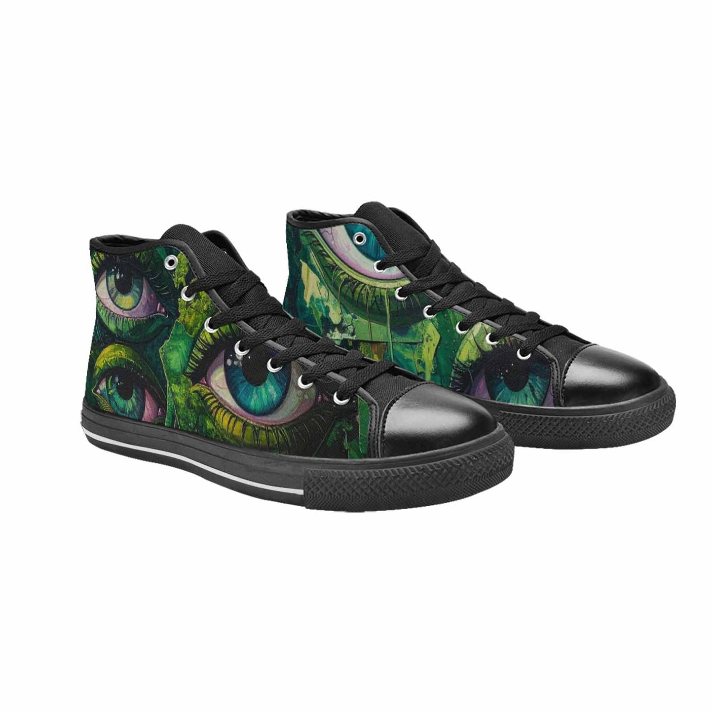 WOMEN'S Reptile Eye Cartoon High Top Canvas Neon Fantasy Sneakers