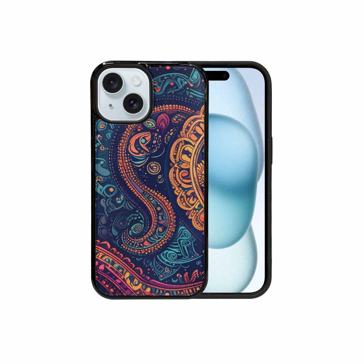 iPhone 15 Case — Paisley Mandala, Custom Designed Case Cover