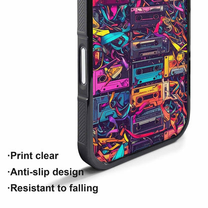 iPhone 17 Pro Max Case — Retro Cassette Tape Pattern Retro Vintage, Custom Printed Phone Case