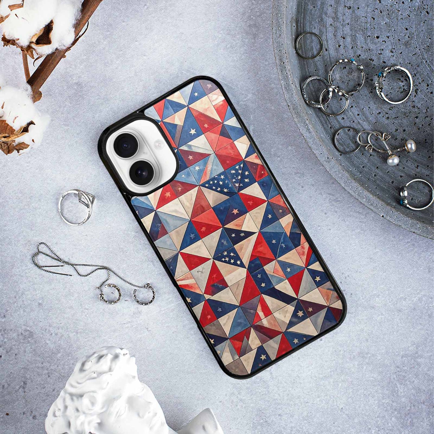 iPhone 16 Plus Case — Small American Flag Stars And Stripes, Custom Made Phone Cover