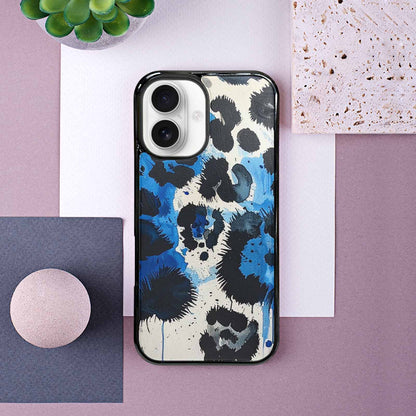 iPhone 16 Case — Animal Print Black Blue Ink Animal, Customized Protective Case
