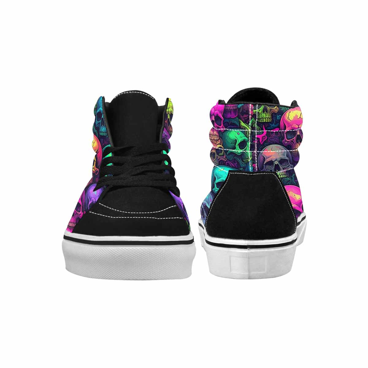 WOMEN'S Skulls - Neon High Top Canvas Surreal Custom Sneakers