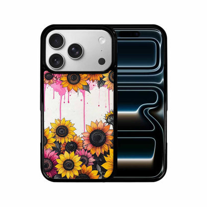 iPhone 17 Pro Case — Sunflower Burst Black Pink Ink Floral, Custom Phone Case