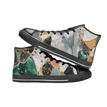 WOMEN'S Marble Stone Texture High Top Canvas Vivid Custom Shoes