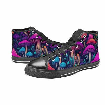 MEN'S Psychedelic Mushroom High Top Canvas Surreal Custom Sneakers