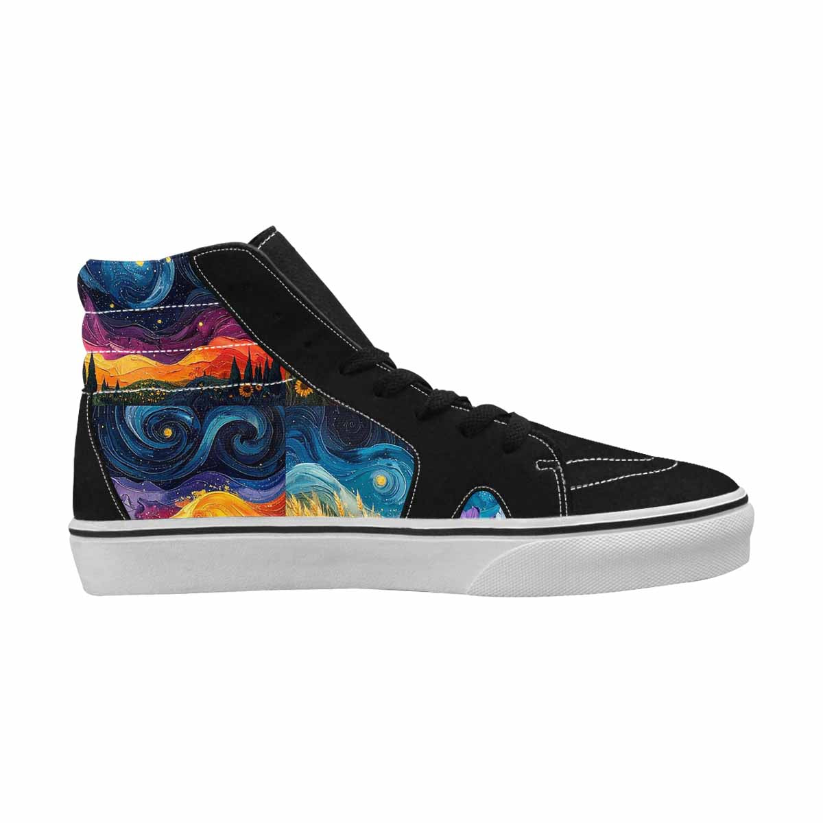 WOMEN'S Van Gogh-Style Swirl High Top Canvas Vivid Shoes