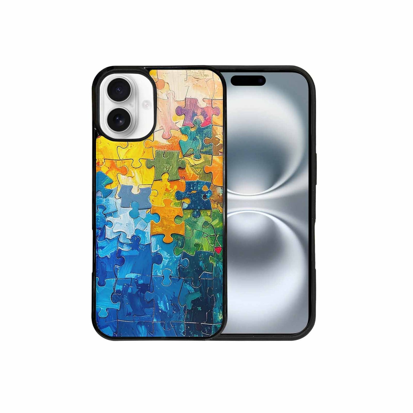 iPhone 16 Plus Case — Autism Puzzle Pieces Puzzle Piece Pattern, Custom Print Case Cover
