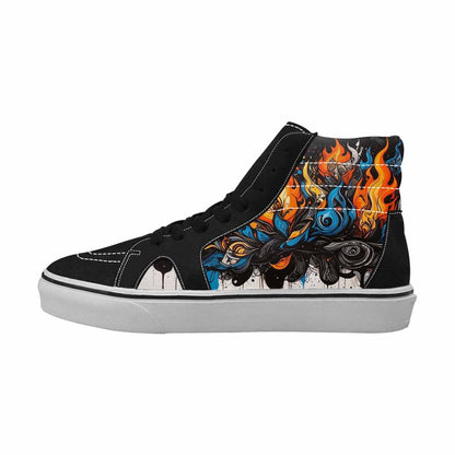 MEN'S Flame Burst High Top Canvas Surreal Custom Shoes