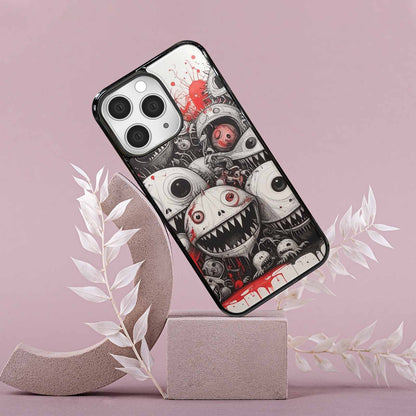 iPhone 15 Pro Max Case — Multi Eye Monster Black Red Ink, Personalized Phone Case