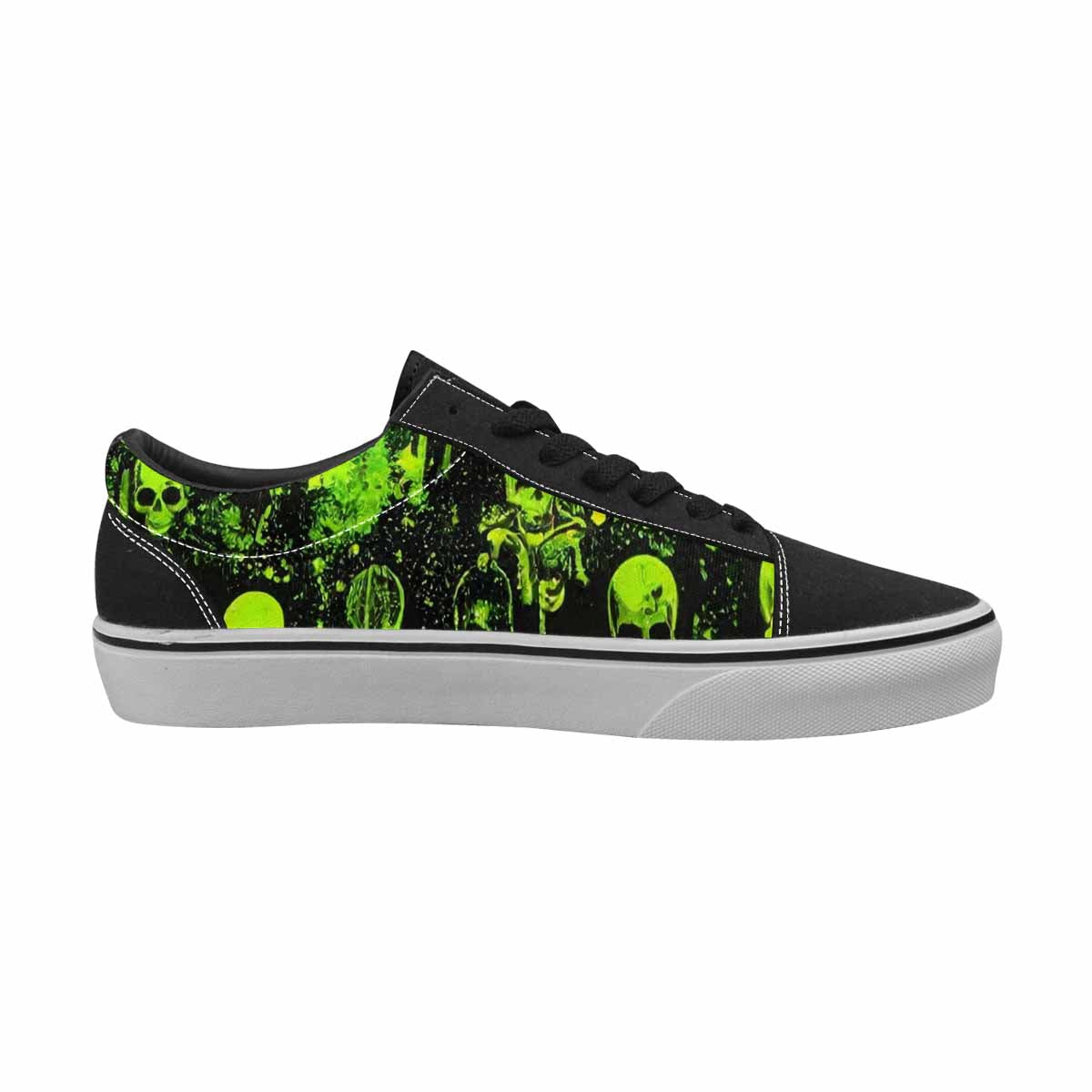 WOMEN'S Skeletons × Neon Green Lace-Up Canvas Aesthetic Custom Shoes