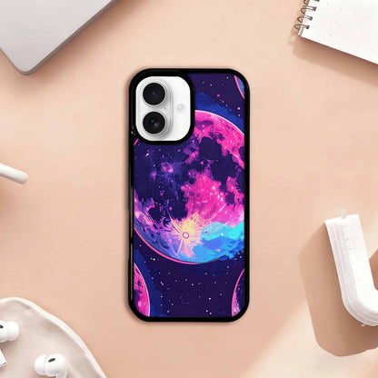 iPhone 17 Case — Neon Winter Moon Cartoon Cute, Custom Print Case Cover