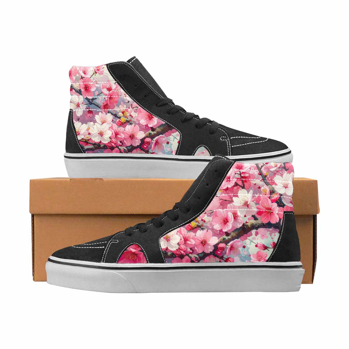 WOMEN'S Cherry Blossom High Top Canvas Made To Order Aesthetic All Over Print Shoes