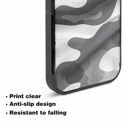 iPhone 15 Plus Case — Grey Camo Print, Unique Phone Case Design