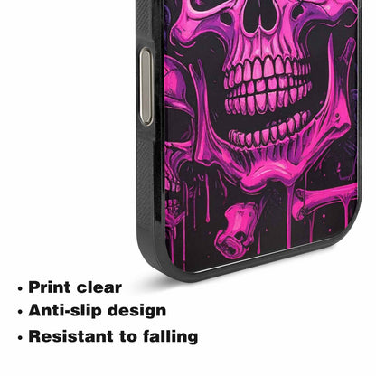 iPhone 15 Pro Max Case — Pink Purple Skeletons Neon Drip Melting, Customized Protective Case