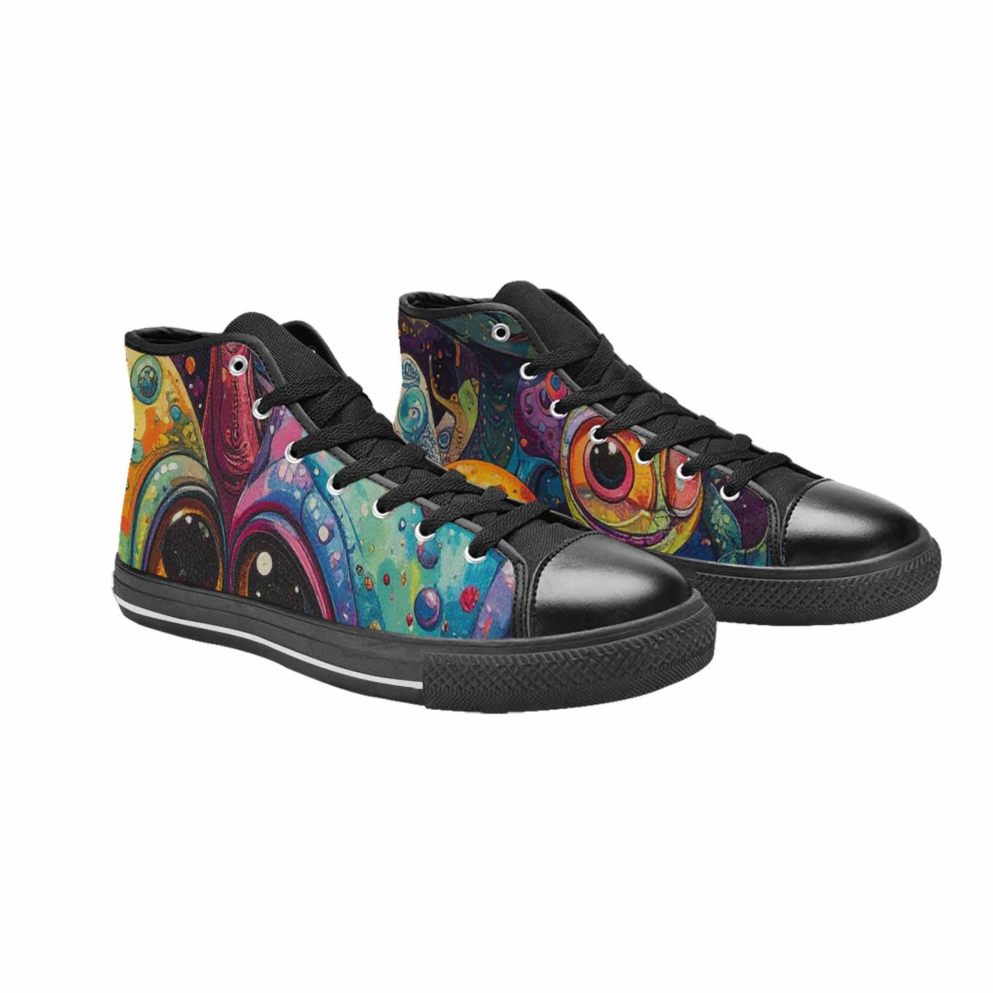 MEN'S Cartoon Alien Characters High Top Canvas Vibrant Chaos Custom Shoes