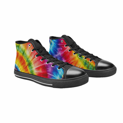 MEN'S Tie Dye Rainbow Spiral High Top Canvas Neon Fantasy Custom Sneakers