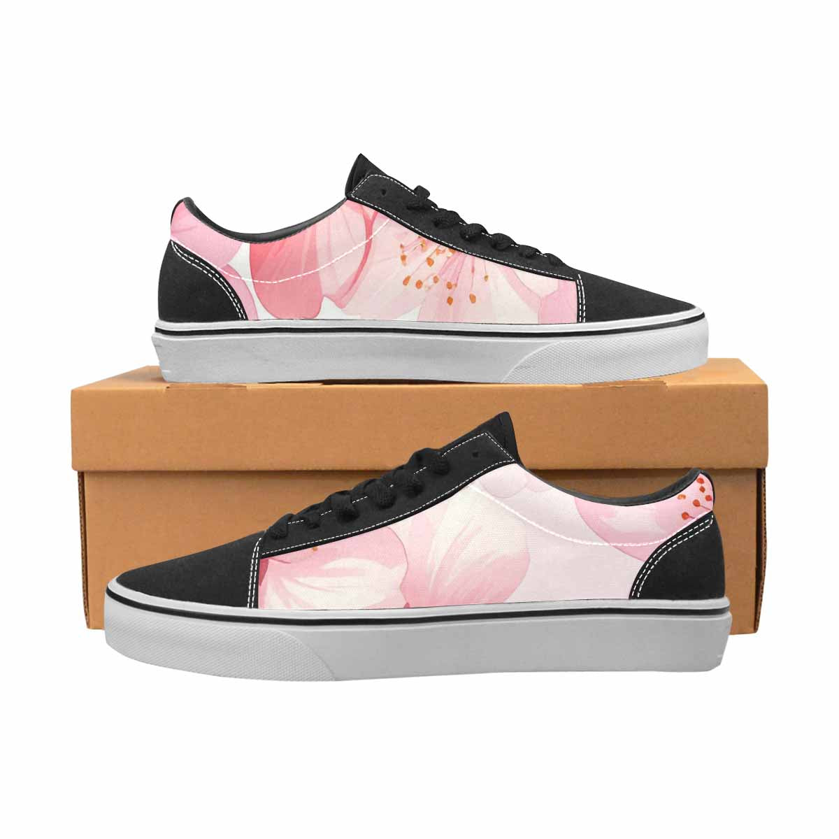 WOMEN'S Japanese Cherry Blossom Canvas Lace-Up Neon Fantasy Custom Sneakers