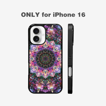 iPhone 16 Case — Crystal Mandala Art Seamless Pattern Vibrant, Custom Art Phone Cover