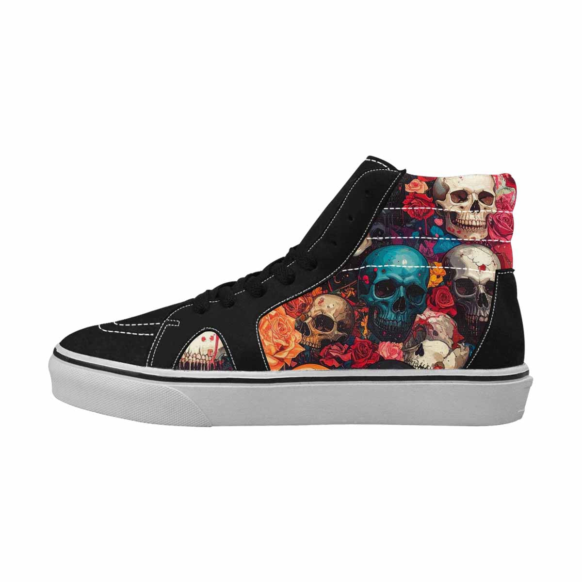 WOMEN'S Skulls High Top Canvas Boutique Wallpaper Art All Over Print Shoes