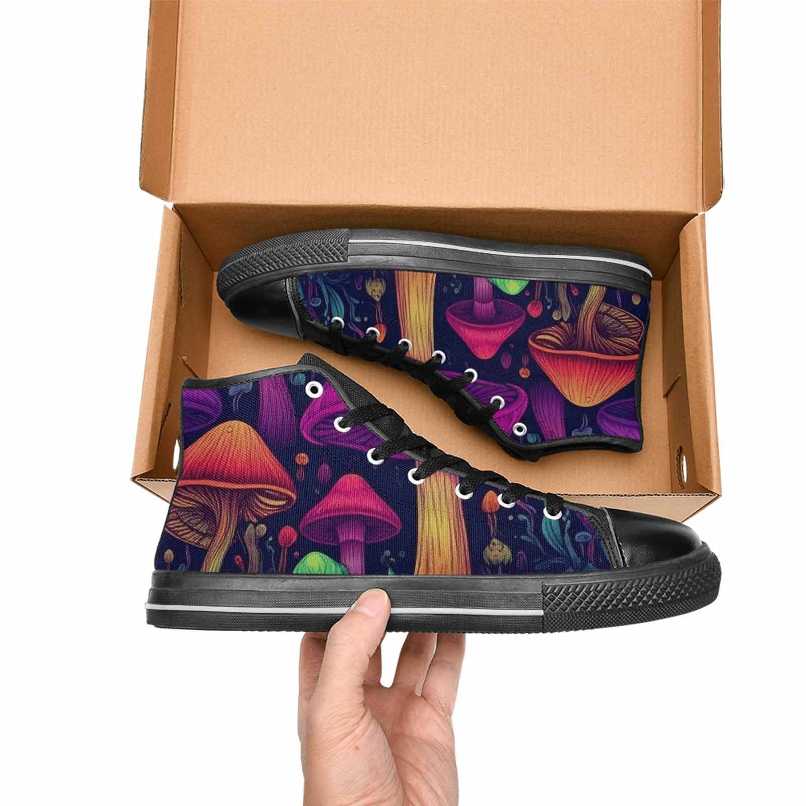 WOMEN'S Psychedelic Mushroom High Top Canvas Dreamcore Custom Shoes