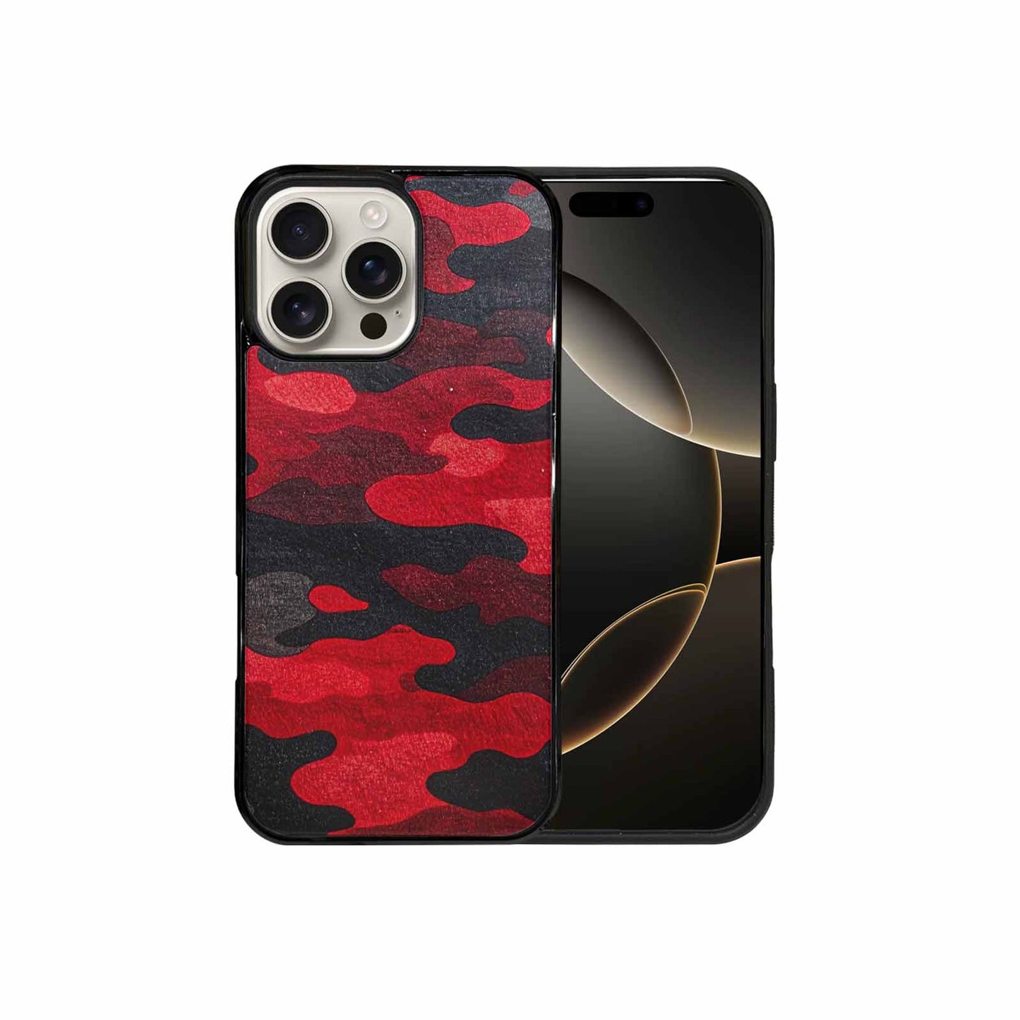 iPhone 16 Pro Max Case — Tactical Camo Red Black Custom, Personalized Phone Case