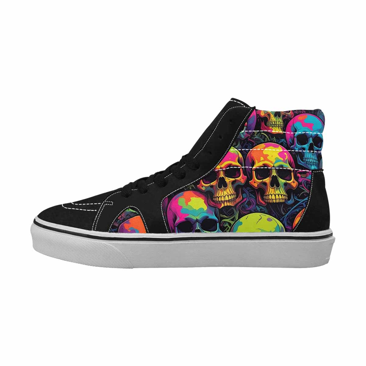 MEN'S 1000s Skulls Neon Camo High Top Canvas Aesthetic Custom Shoes