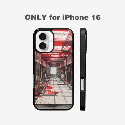 iPhone 16 Case — Liminal Space Fragment Black Red Ink, Custom Phone Case