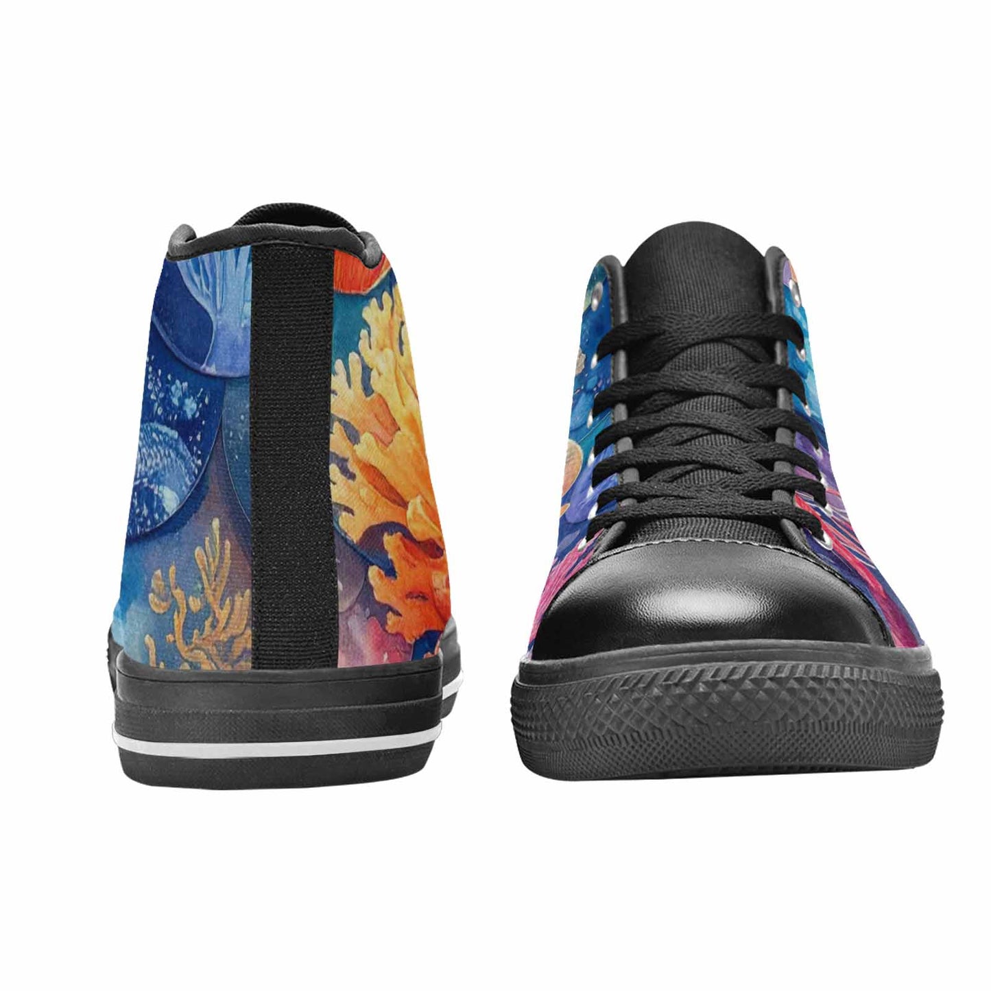 WOMEN'S Fish Scale Coral High Top Canvas Neon Fantasy Custom Sneakers