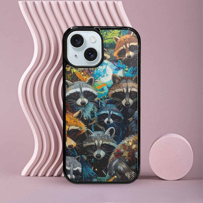iPhone 15 Case — Raccoon Bandit Raccoon Bandit Pattern Hundreds, Custom Art Phone Cover