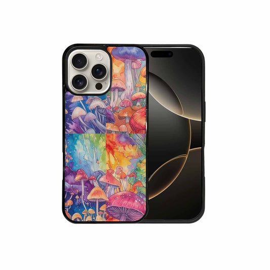 iPhone 16 Pro Max Case — Mushrooms Tie Dyemushrooms Pat 6t6 Personalized, Custom Designed Case Cover