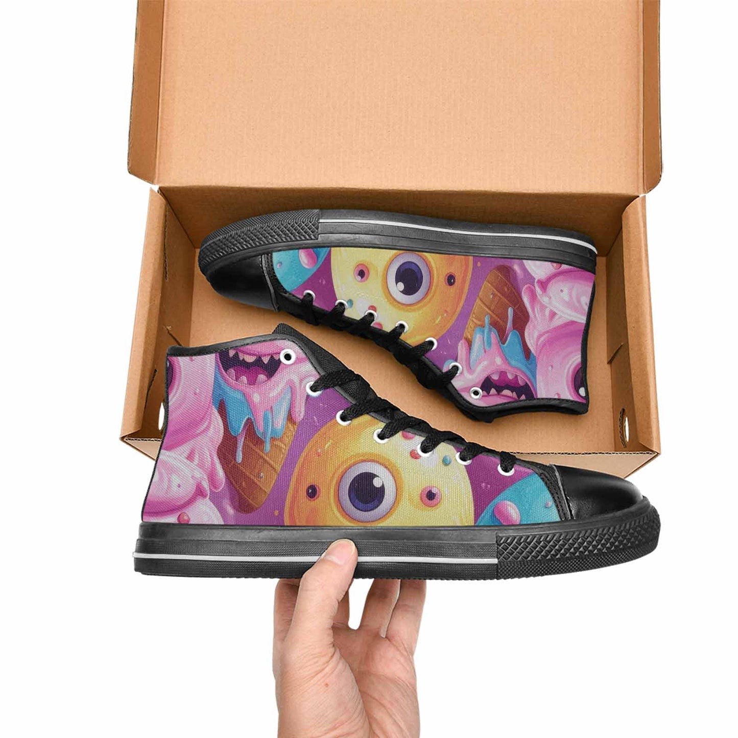 WOMEN'S Melting Icecream Cone Monster High Top Canvas Dark Academia Shoes