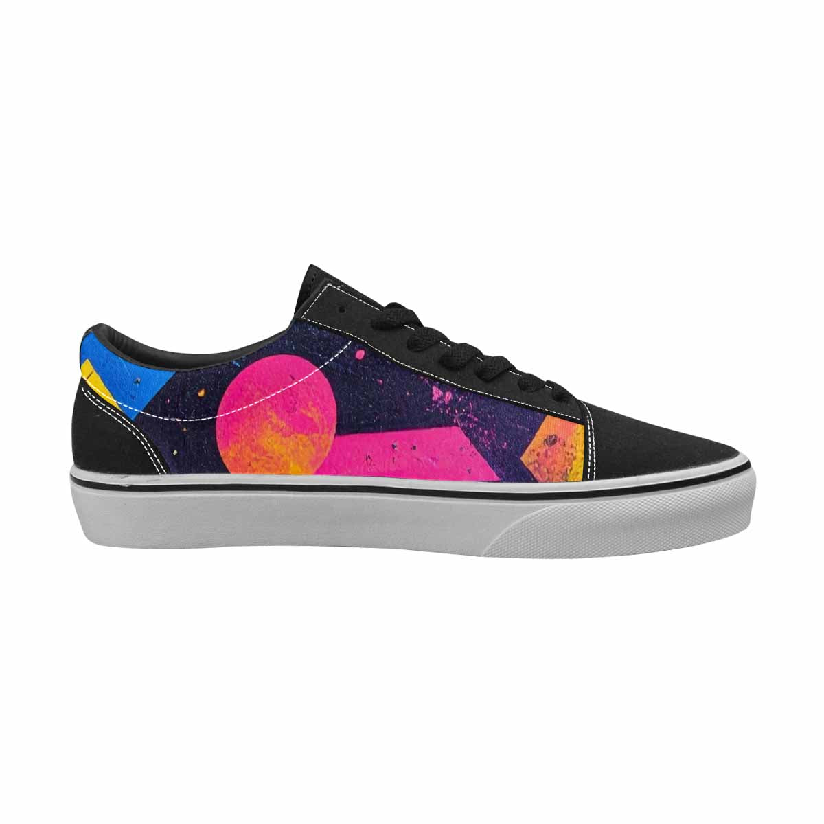 MEN'S Memphis Squiggles Triangles Dots Canvas Lace-Up Neon Fantasy Custom Shoes