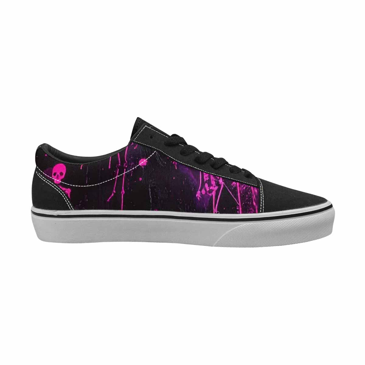 WOMEN'S Skeletons  Neon Pink Lace-Up Canvas Cottagecore Custom Sneakers