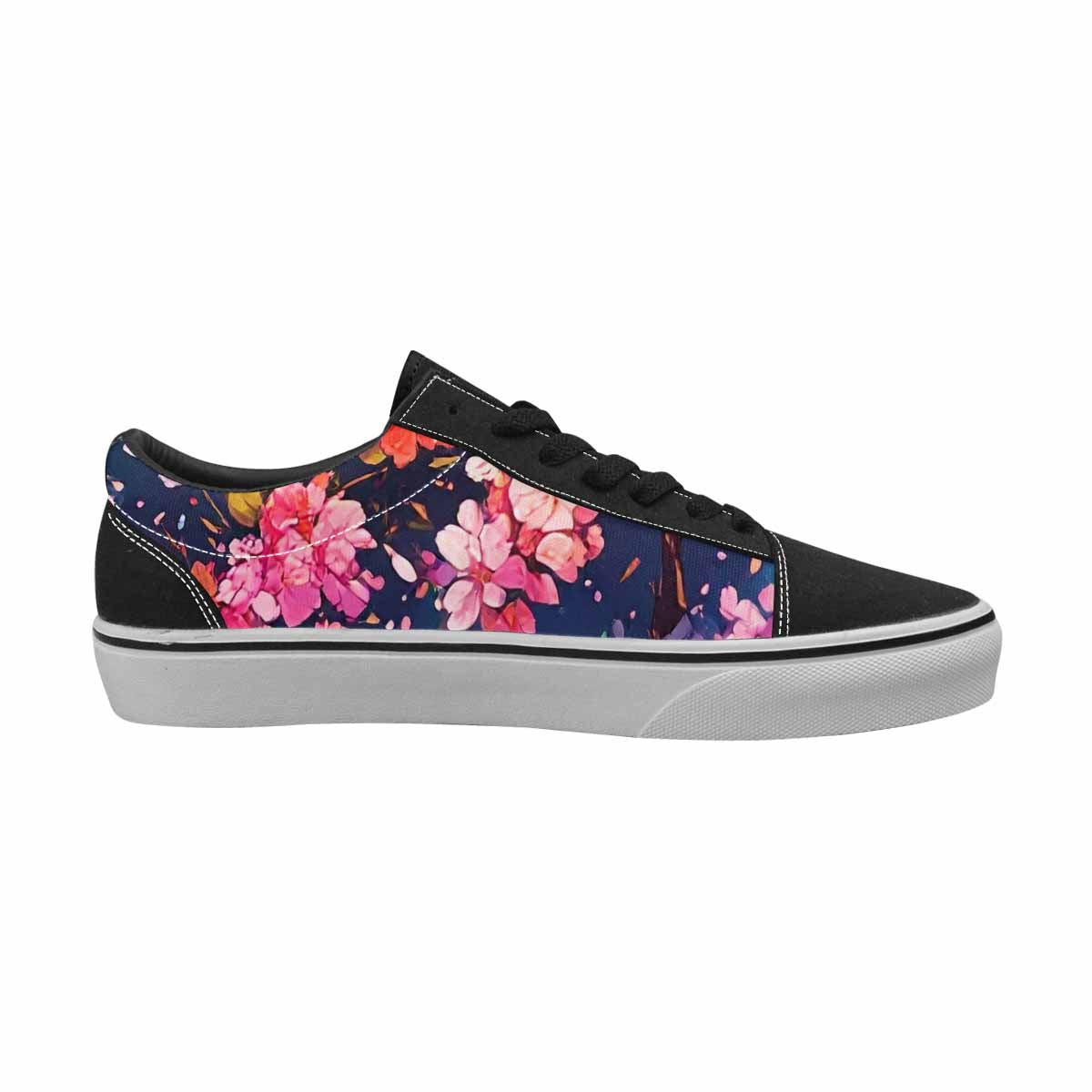 WOMEN'S Cherry Blossom Branch Lace-Up Canvas Melting Art Custom Sneakers