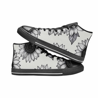 WOMEN'S Minimalist Line Art Sunflower High Top Canvas Surreal Sneakers