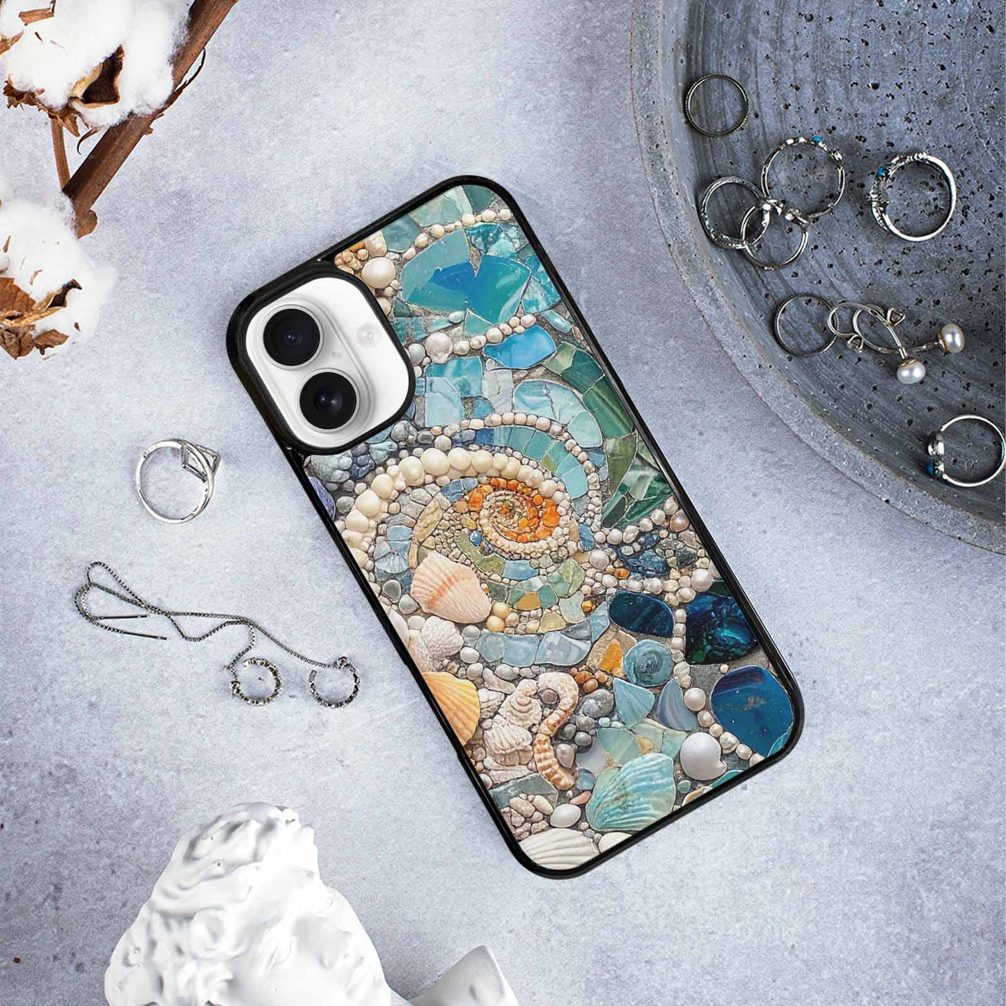 iPhone 16 Plus Case — Seashell Collage Seashell Collage Pattern Hundreds, Original Design Phone Case