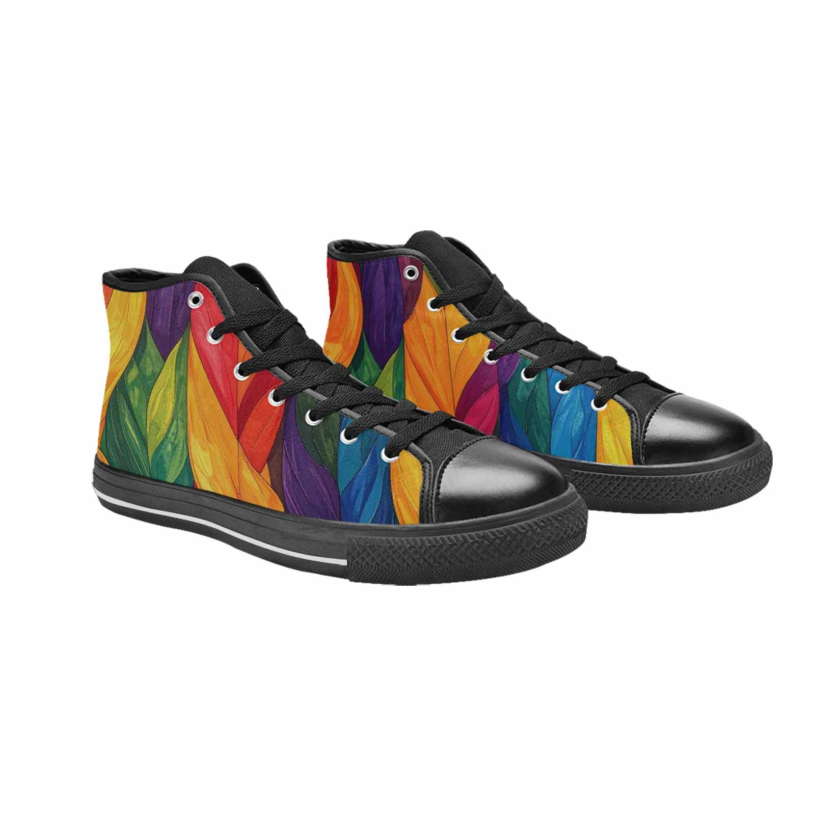 MEN'S Rainbow Pride Flag High Top Canvas Vivid Custom Sneakers
