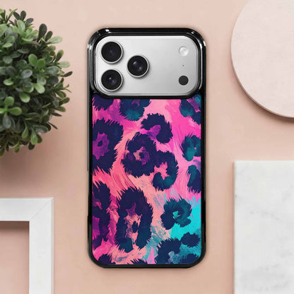 iPhone 17 Pro Max Case — Leopard Neon Pink Teal Airbrush Animal, Custom Made Phone Cover