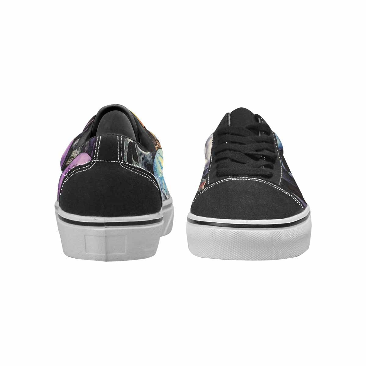 WOMEN'S Rainbow From Skull S Lace-Up Canvas Vibrant Chaos Custom Sneakers