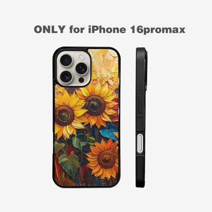 iPhone 16 Pro Max Case — Impressionist Sunflower Brushstroke Pattern Hundreds Of, Custom Phone Case
