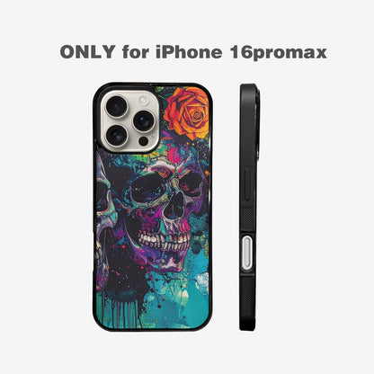 iPhone 16 Pro Max Case — Skulls Roses Acid Wash, Custom Made Phone Cover